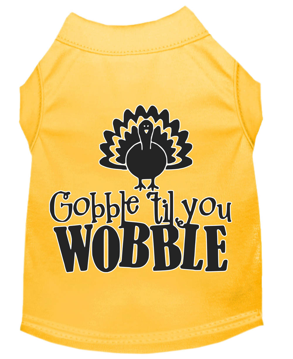 Gobble til You Wobble Screen Print Dog Shirt Yellow Sm